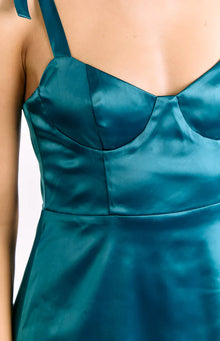 Chrystal Tie Strap Party Mini Dress | Teal