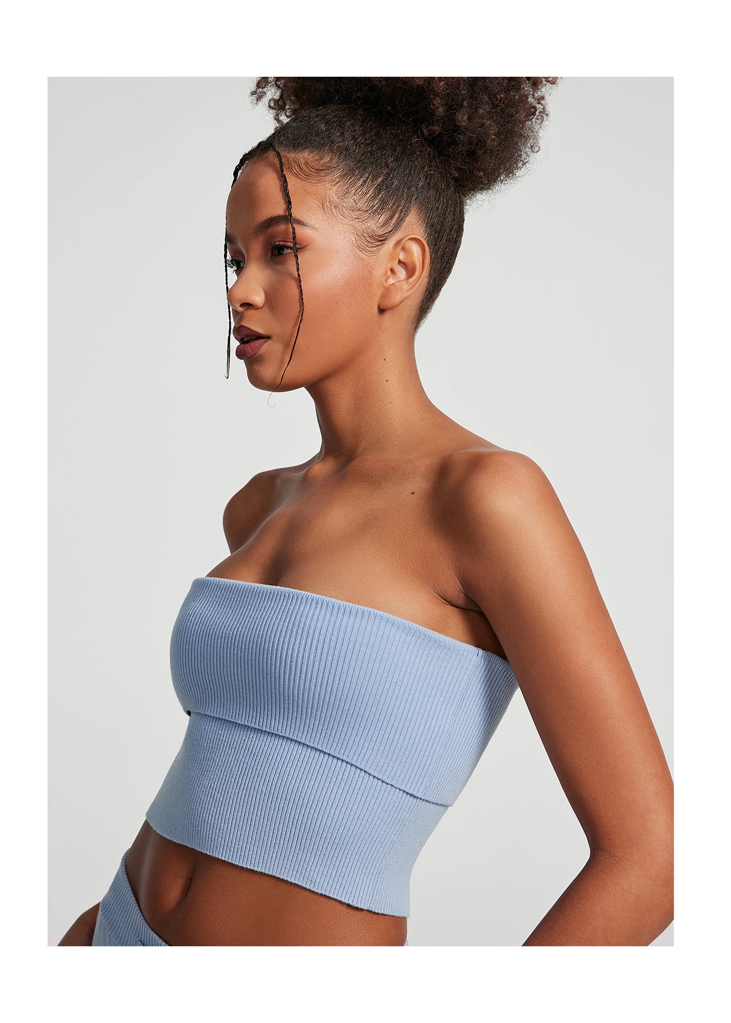 Chunky Knit Crop Top | Sky Blue