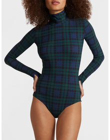 Classic Print Turtleneck Bodysuit | Tartan Plaid