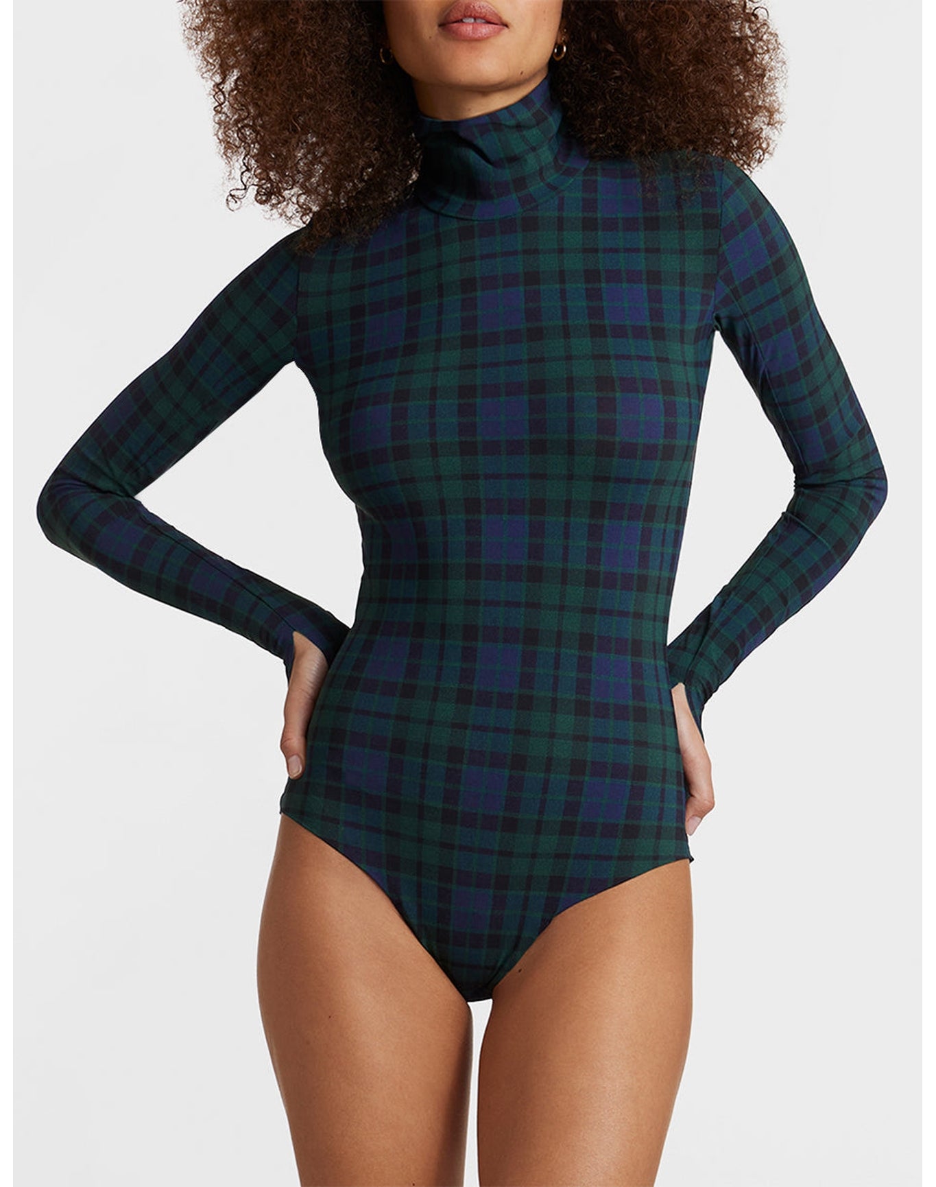Classic Print Turtleneck Bodysuit | Tartan Plaid