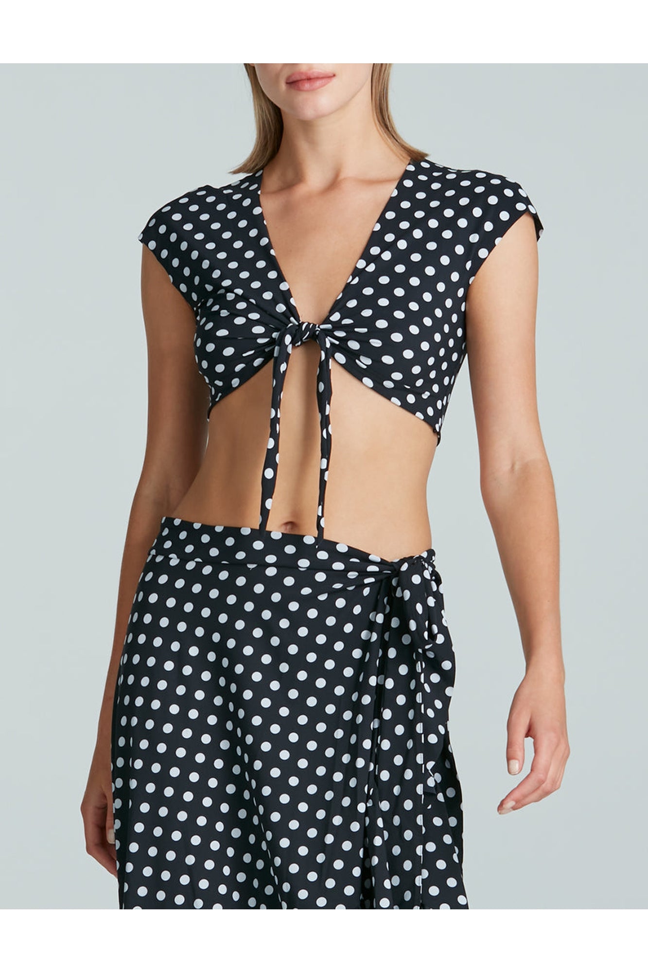 Classic Wrap Cover Up Crop Top | Polka Dot