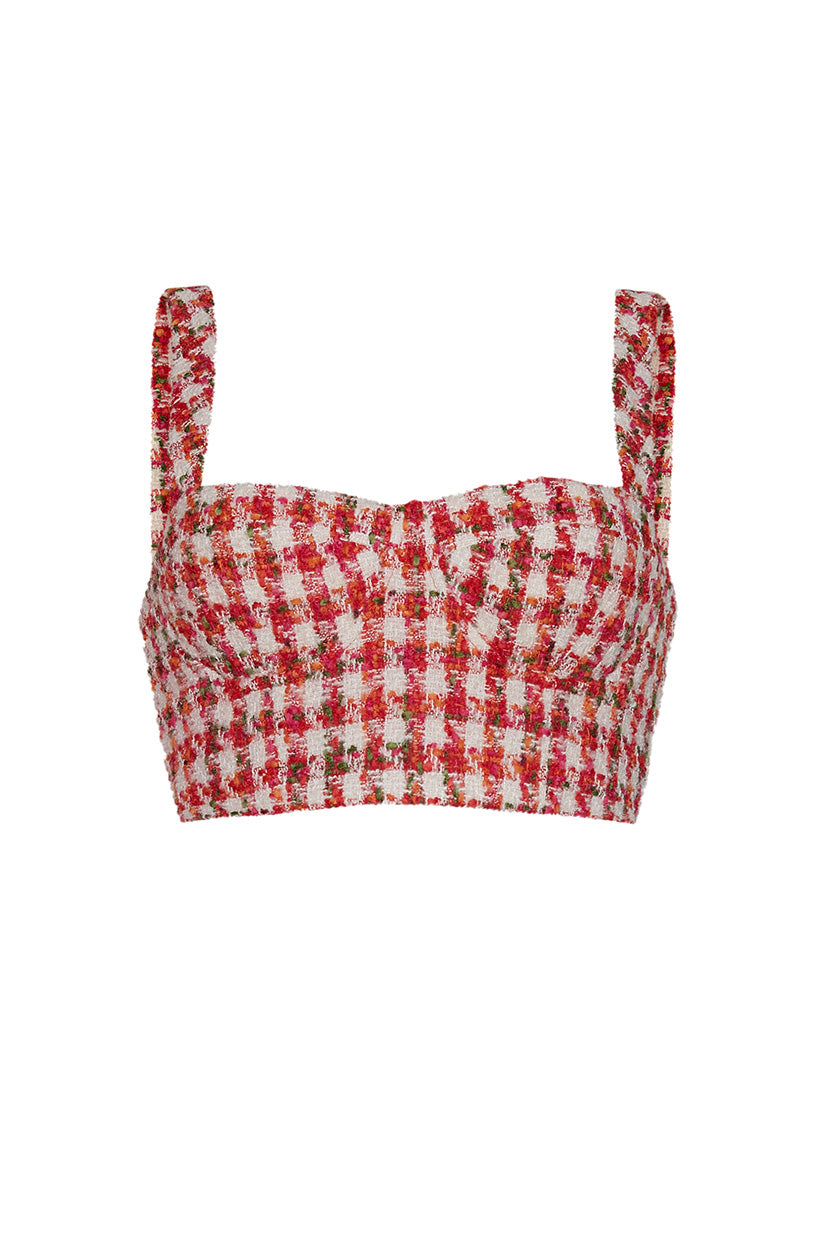 Claudine Top | Red Ivory Boucle