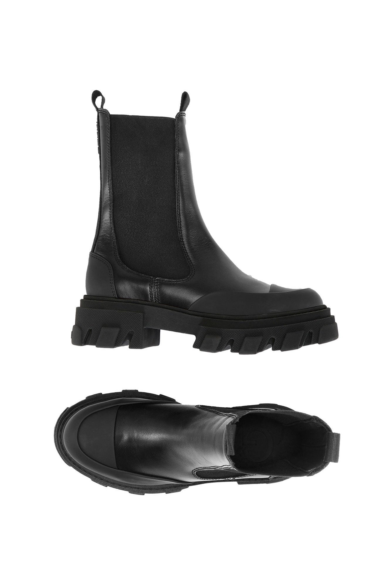 Cleated Mid Chelsea Boots in | Black