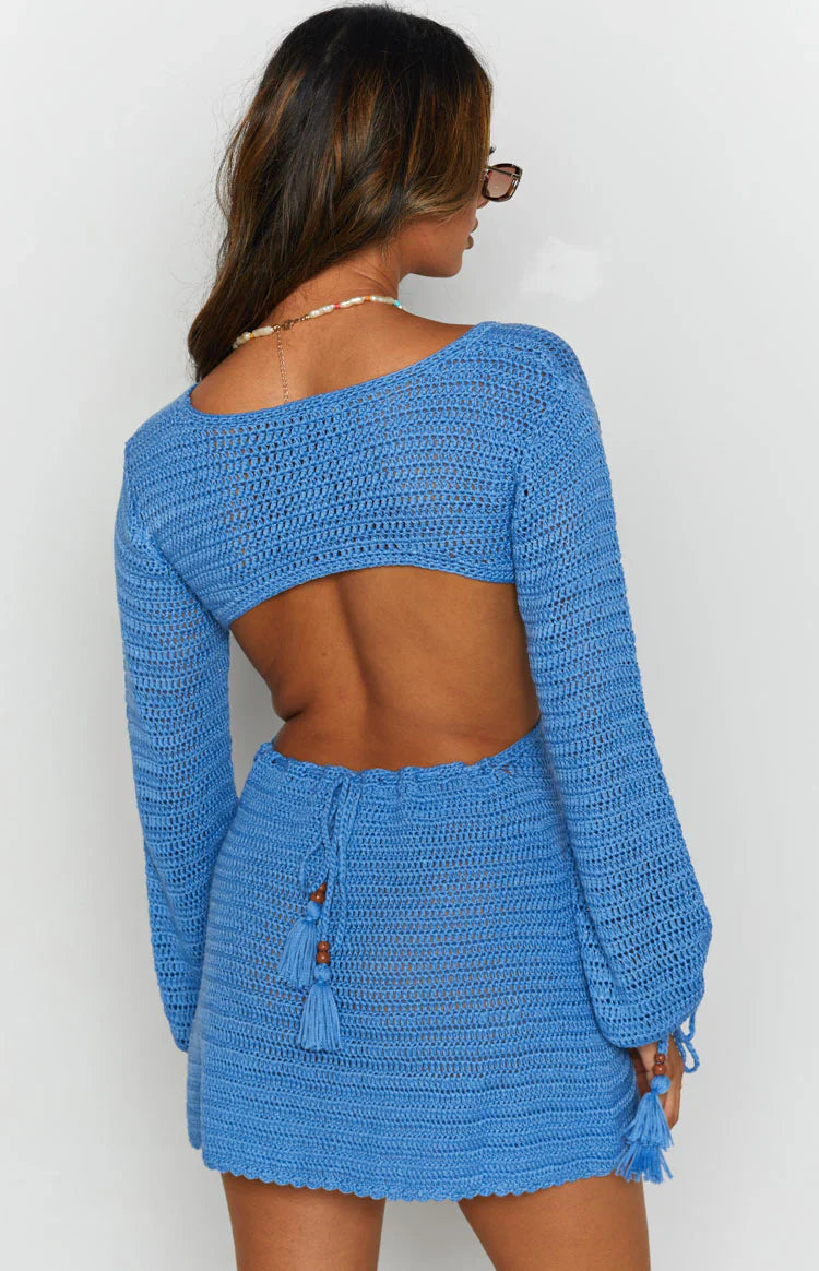 Cleo Crochet Dress | Blue