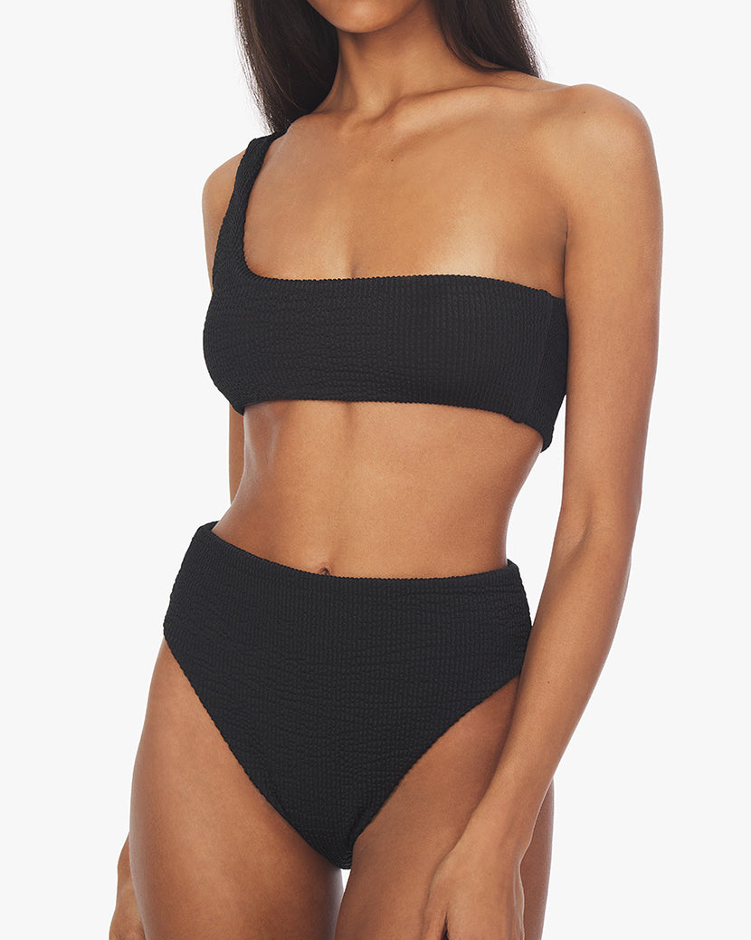Spongie Seersucker Bikini Bottom | Black