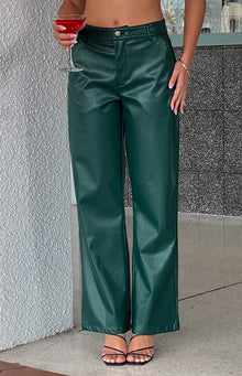 Cool Shade PU Pants | Forest Green