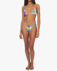 Adjustable Ruched Oversized Gingham Bikini Bottom | Multi
