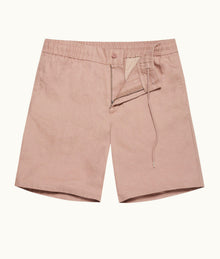 Cornell Linen Tailored Fit Washed Linen Drawcord Shorts | Caramel Pink