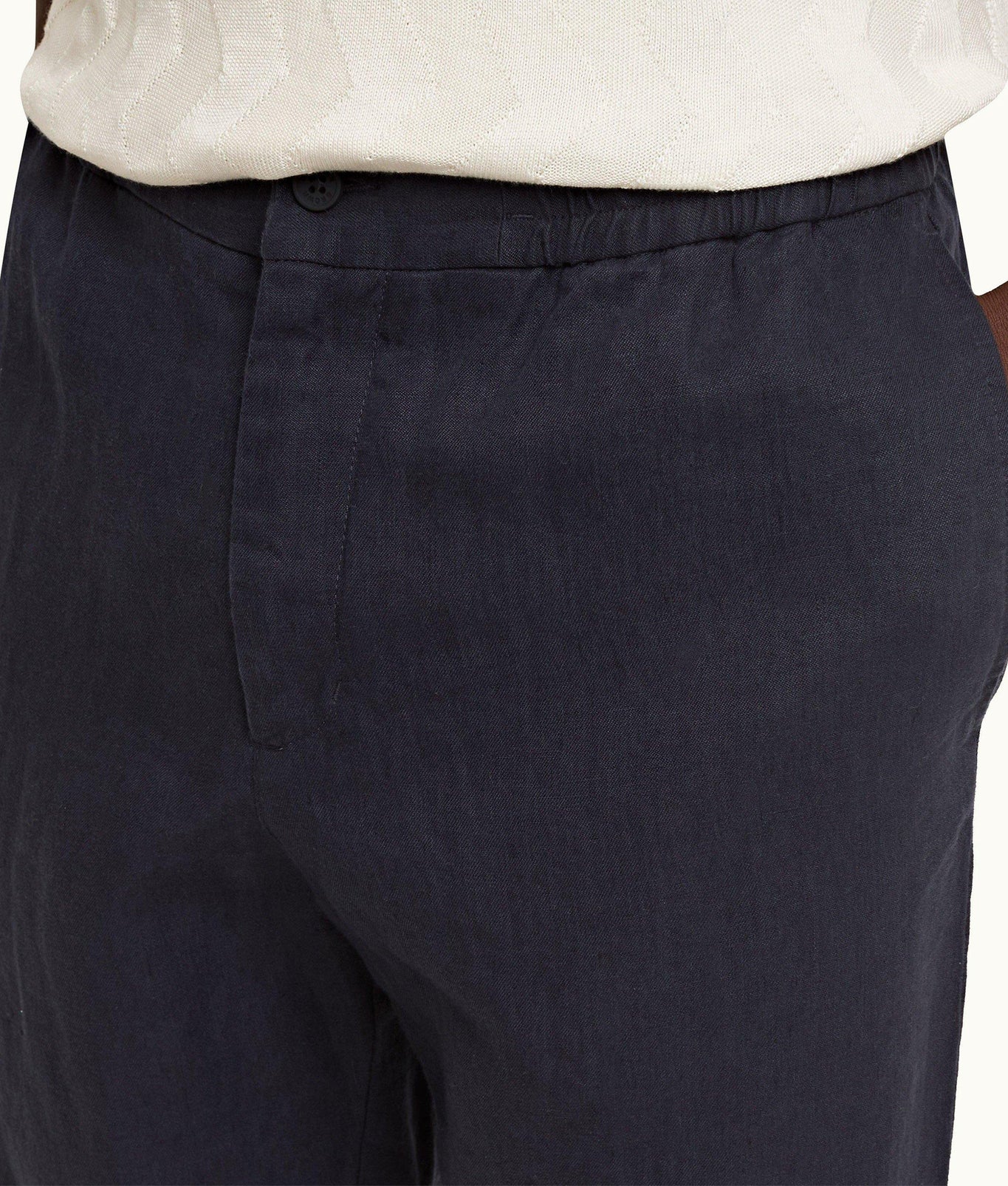 Cornell Linen Tapered Leg Washed Linen Trousers | Night Iris
