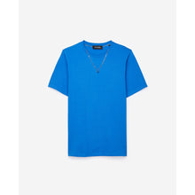 Cotton T-Shirt With Folk Necklace | Men | Bright Blue