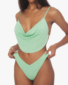 Cowl Neck Glitter Bikini Top | Mint Green