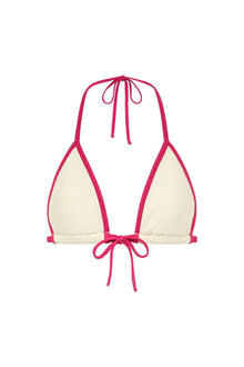 Emma Bikini Top | Cream Raspberry Binded