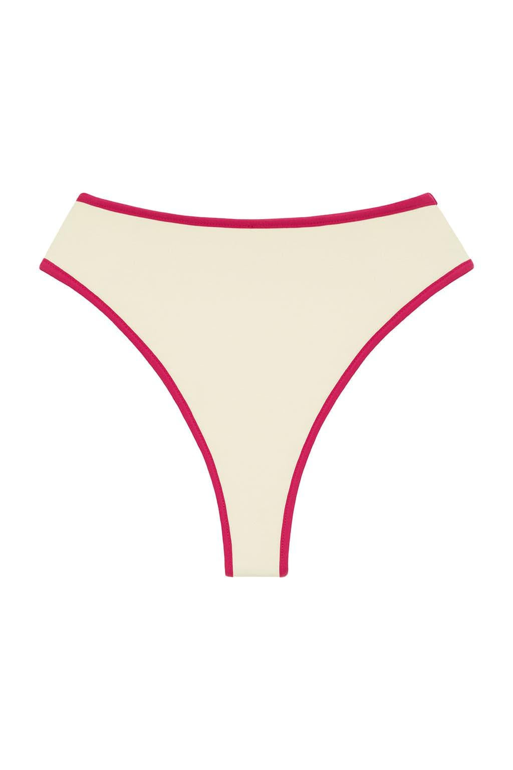 Paula Bikini Bottom | Cream Raspberry Binded