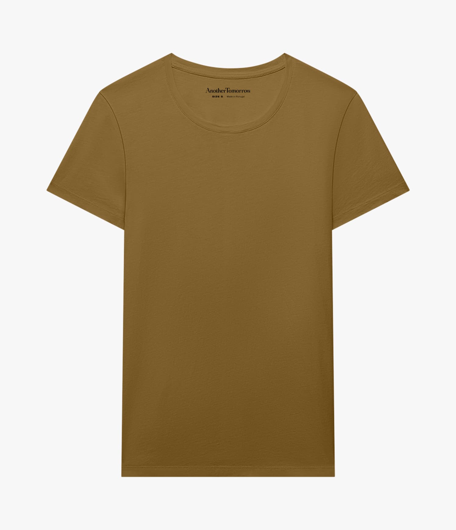 Another Tomorrow Crew Neck T-Shirt in Moss – Cotton Women's Top