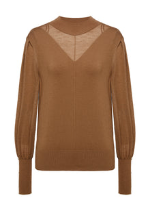 Crewneck Knit Top | Brown