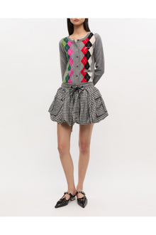 Crinkled Check Mini Bubble Skirt | Black
