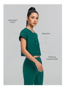 Cropped Cotton T-Shirt | Dark Moss