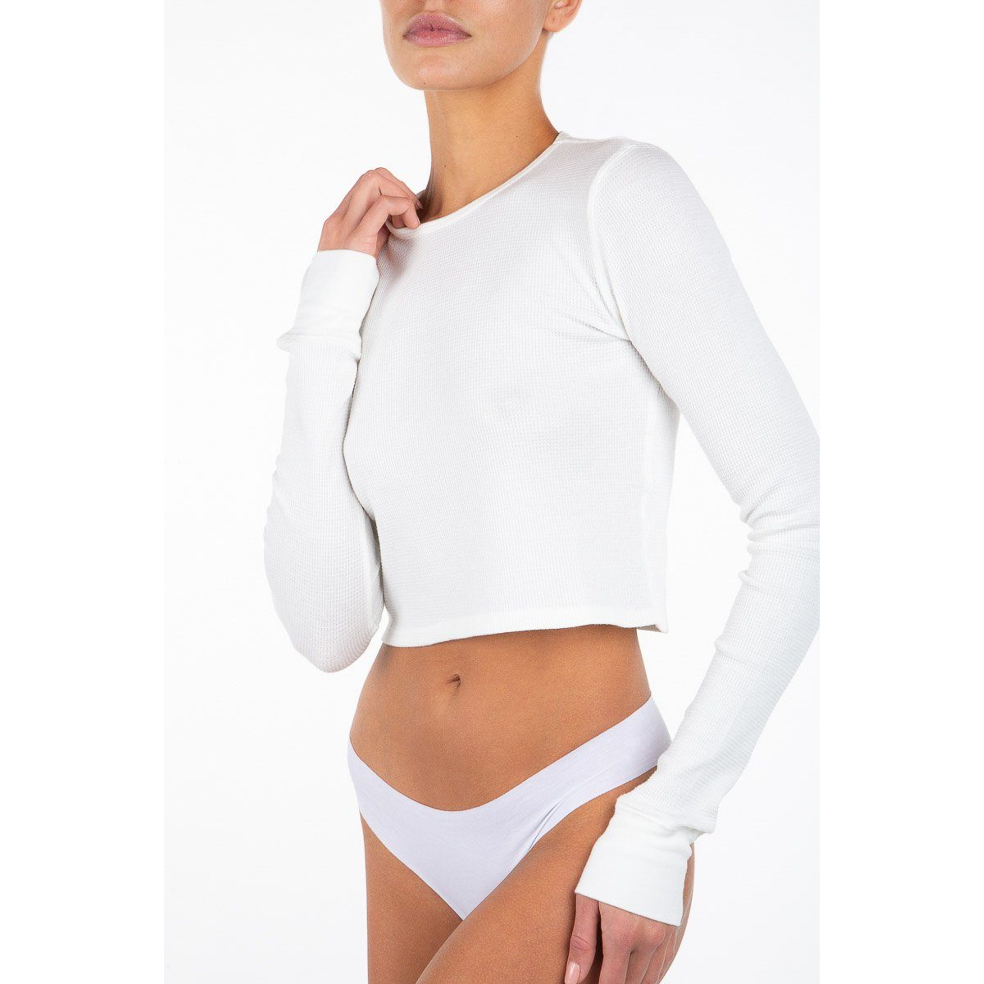 Cropped Long Sleeve Thermal | Ivory