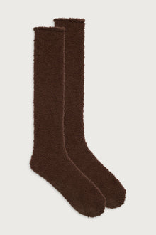 Cuddle fuzzy high socks chocolate lily