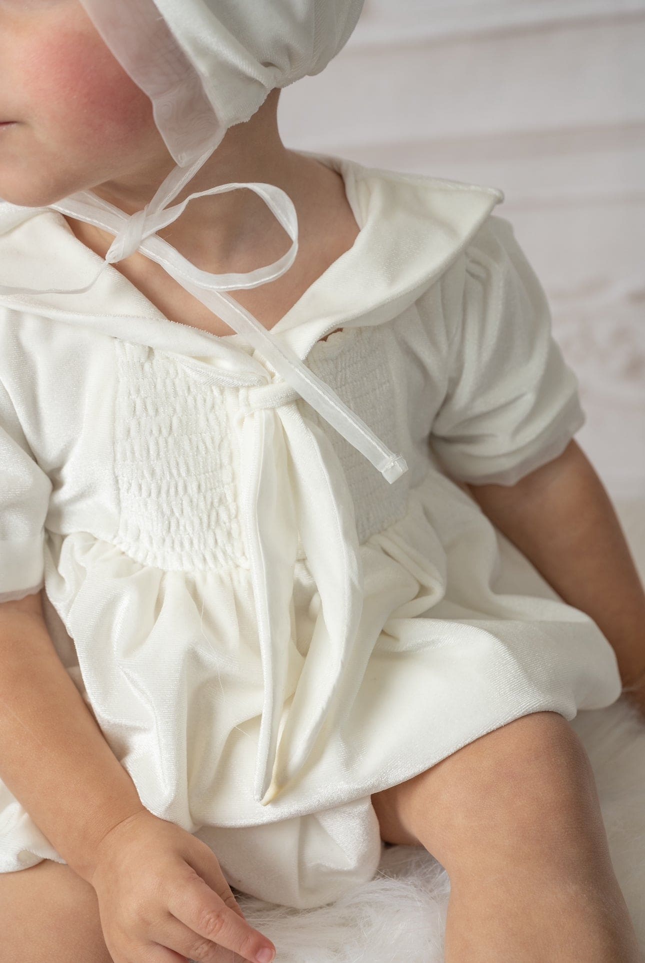 Helenus Velour Ivory Romper - Petite Maison Kids