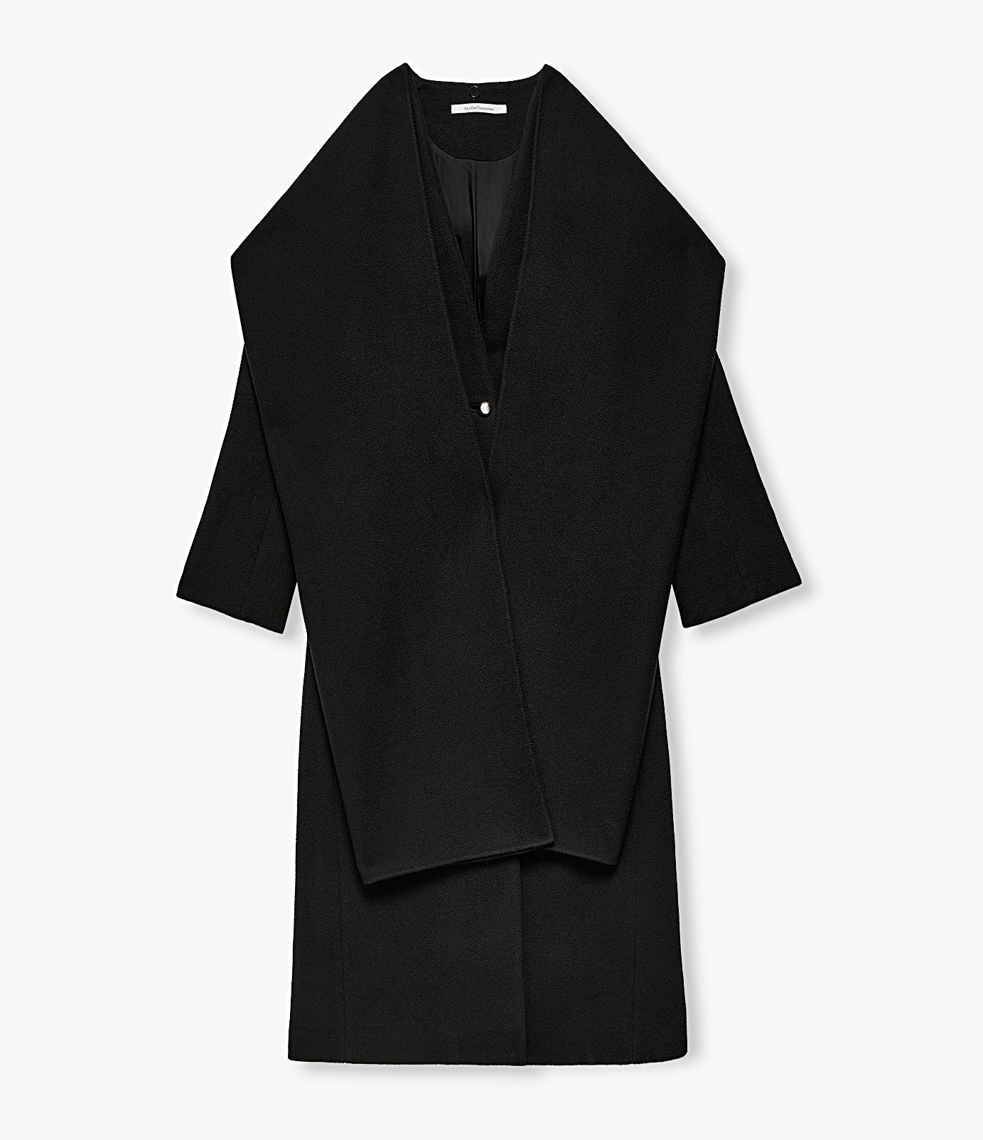 Another Tomorrow Cashmere Deep V Scarf Coat in Black – Wool Women's Outerwear