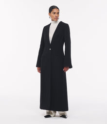 Another Tomorrow Cashmere Deep V Scarf Coat in Black – Wool Women's Outerwear