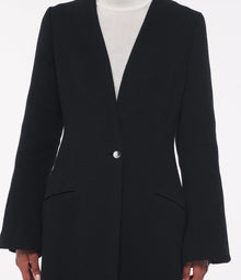 Another Tomorrow Cashmere Deep V Scarf Coat in Black – Wool Women's Outerwear