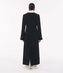 Another Tomorrow Cashmere Deep V Scarf Coat in Black – Wool Women's Outerwear