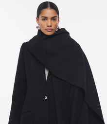 Another Tomorrow Cashmere Deep V Scarf Coat in Black – Wool Women's Outerwear