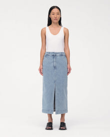 Another Tomorrow Denim Pencil Skirt in Light Blue Wash – Denim Women's Skirt