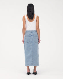 Another Tomorrow Denim Pencil Skirt in Light Blue Wash – Denim Women's Skirt