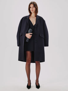 Another Tomorrow Dolman Sleeve Mini Dress in Black – Wool Women's Dress