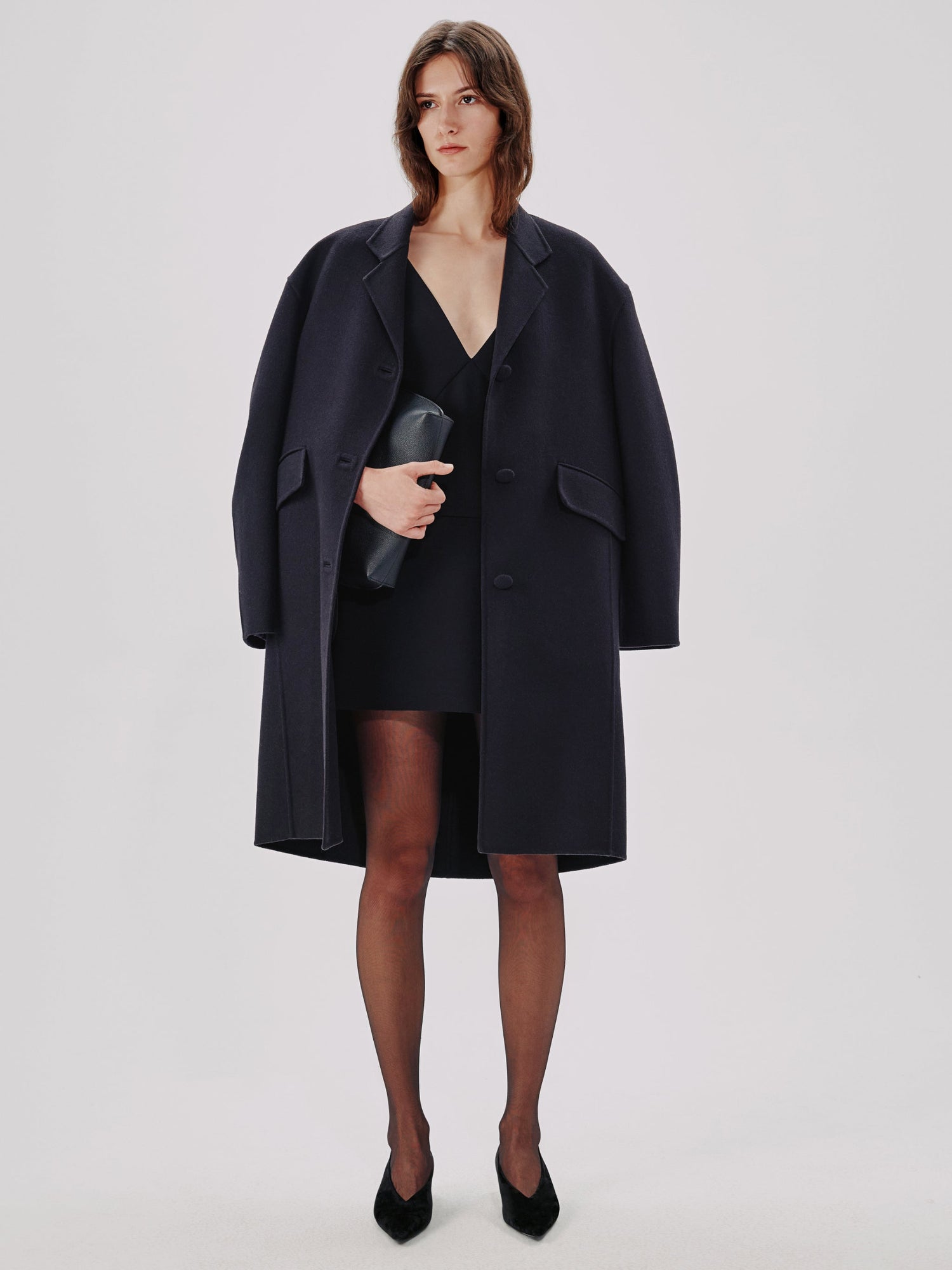Another Tomorrow Dolman Sleeve Mini Dress in Black – Wool Women's Dress