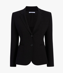 Another Tomorrow Doppio Cropped Blazer in Black – Wool Women's Jacket