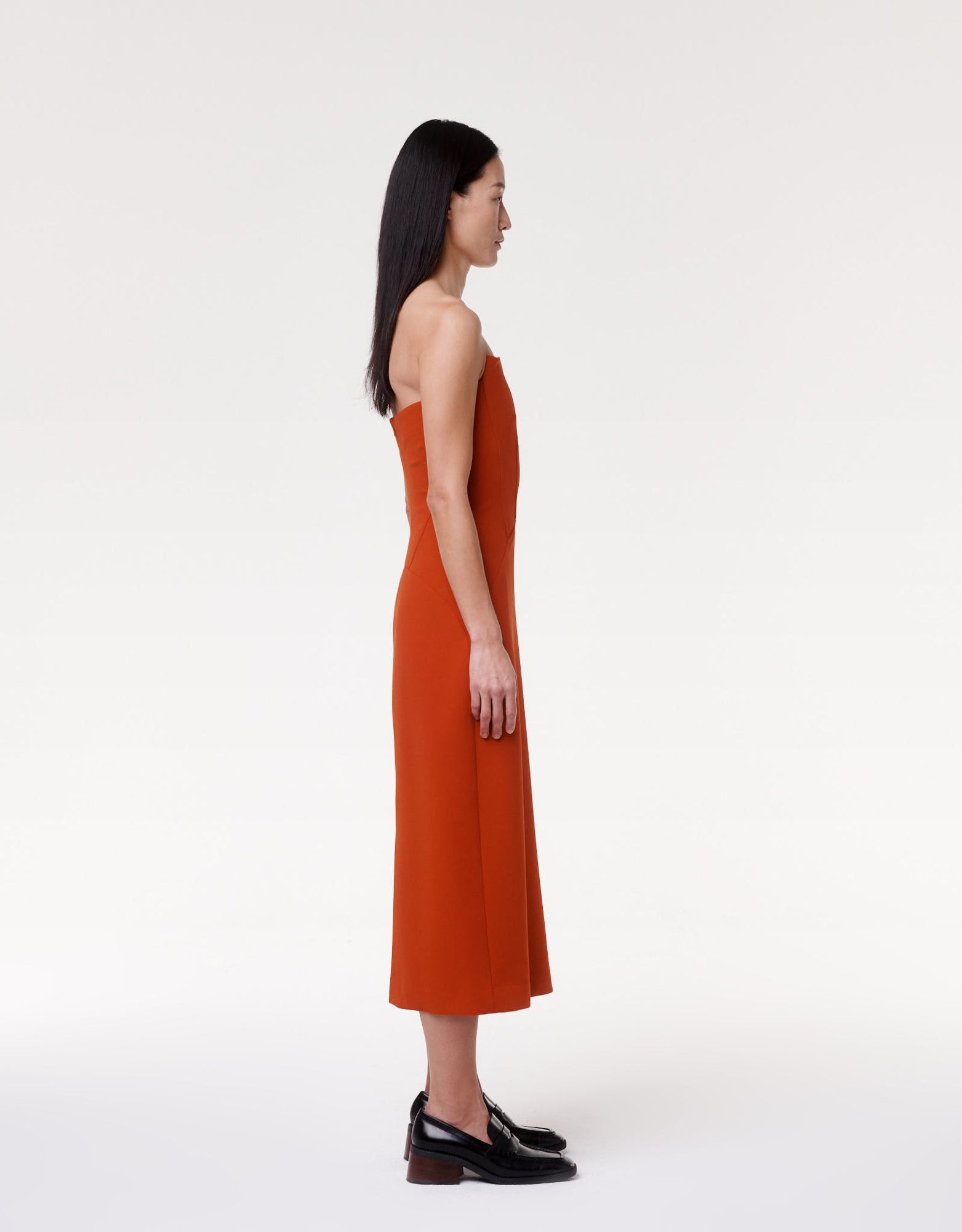 Another Tomorrow Doppio Structured Dress in Sedona Red – Wool Women's Dress