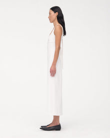 Another Tomorrow Double Tie Back Long Sheath in Off White – Crêpe
