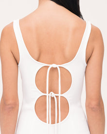 Another Tomorrow Double Tie Back Long Sheath in Off White – Crêpe