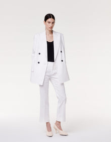 Another Tomorrow Double Breasted Side Zip Jacket in Off White – Viscose Women's Jacket