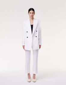 Another Tomorrow Double Breasted Side Zip Jacket in Off White – Viscose Women's Jacket
