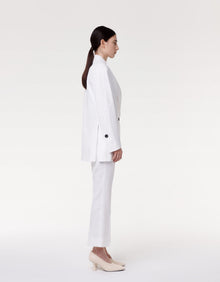 Another Tomorrow Double Breasted Side Zip Jacket in Off White – Viscose Women's Jacket