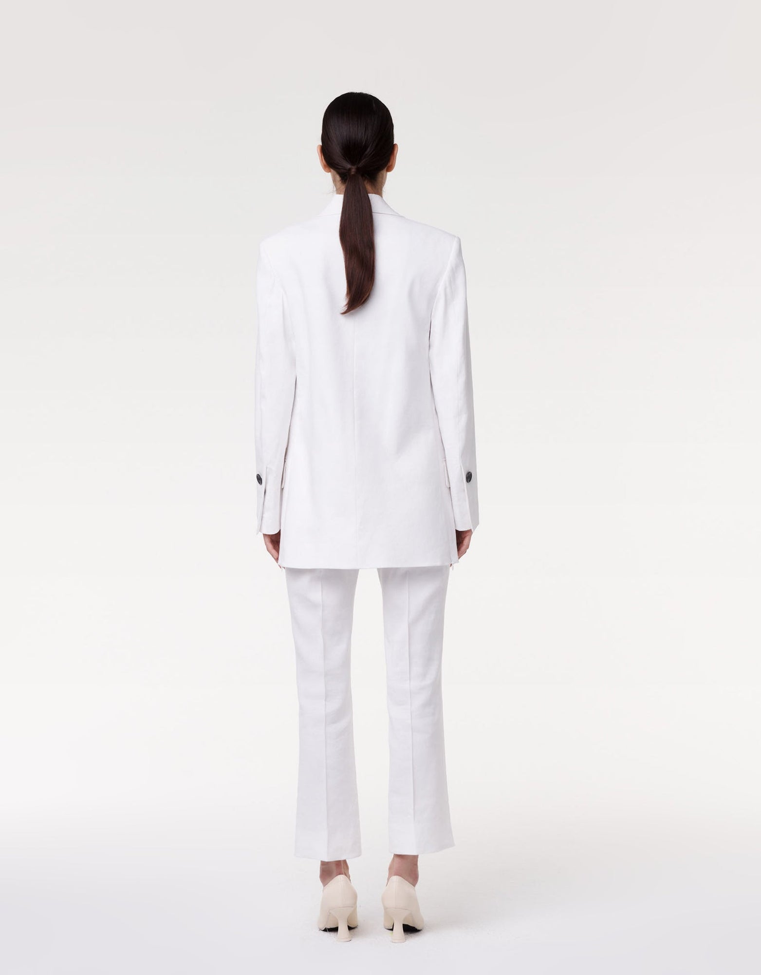 Another Tomorrow Double Breasted Side Zip Jacket in Off White – Viscose Women's Jacket