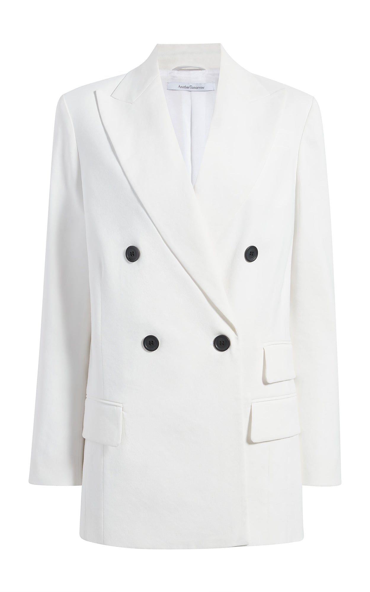 Another Tomorrow Double Breasted Side Zip Jacket in Off White – Viscose Women's Jacket