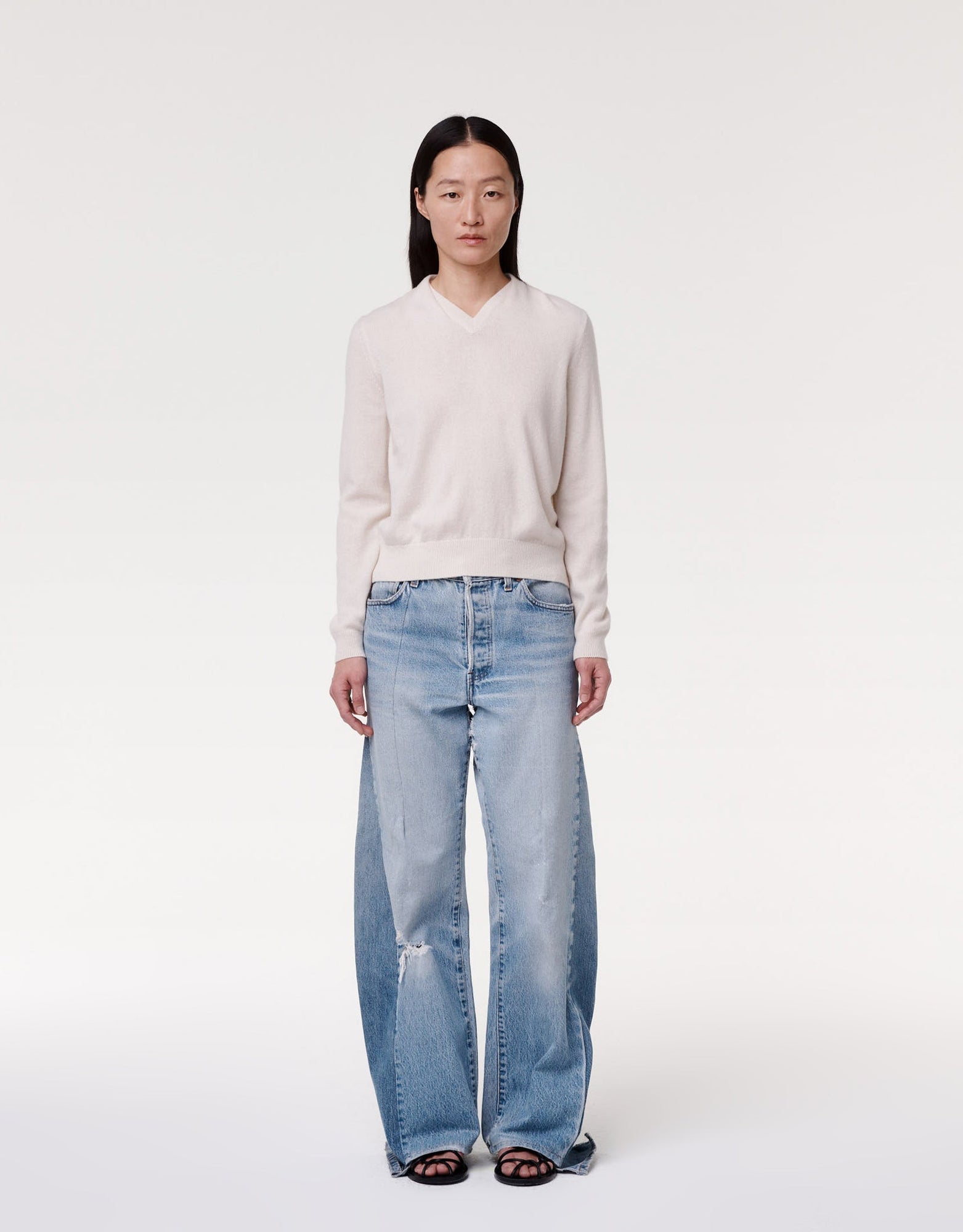 Another Tomorrow Cashmere Draped Neck Sweater in Off White – Cashmere Women's Knitwear
