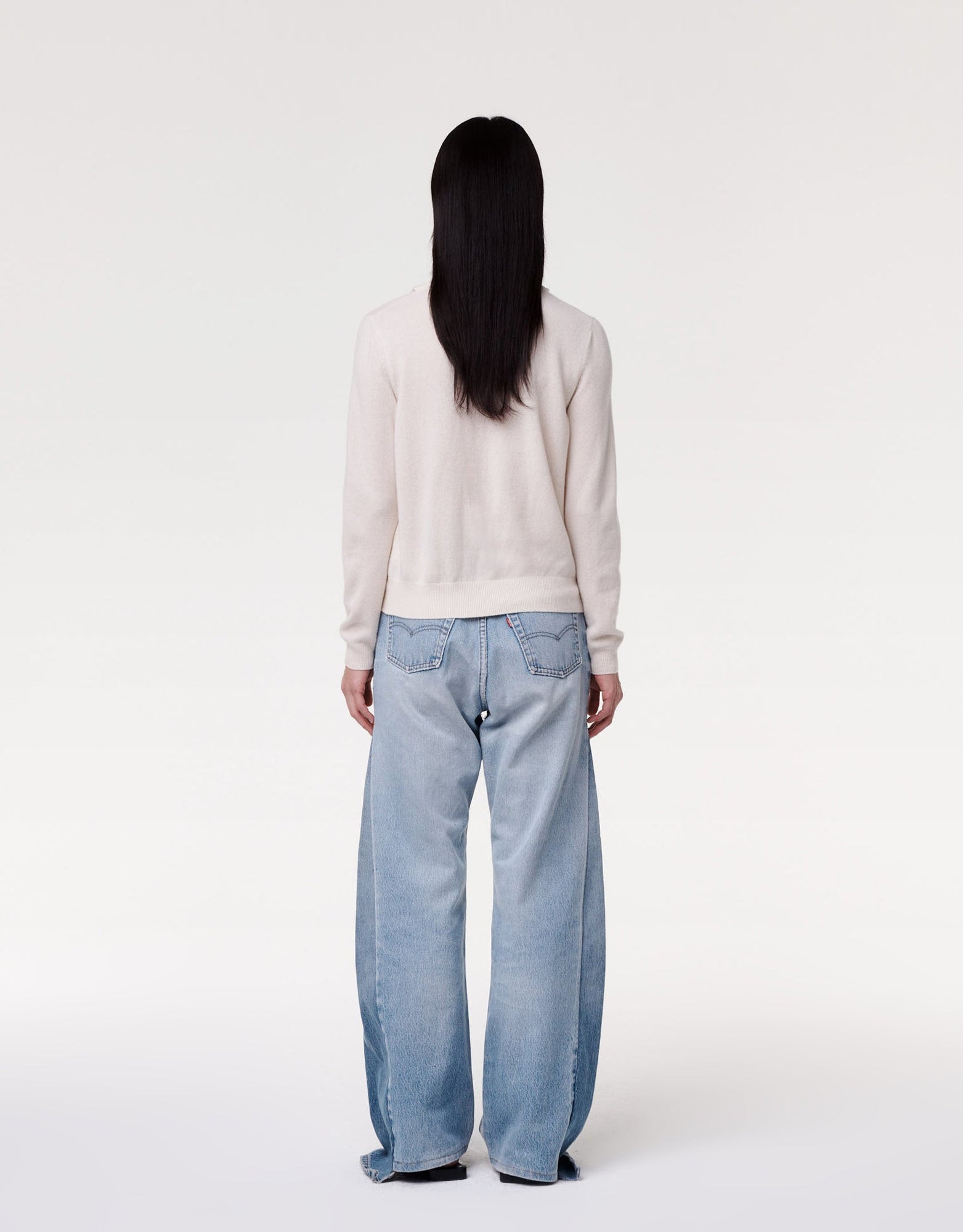 Another Tomorrow Cashmere Draped Neck Sweater in Off White – Cashmere Women's Knitwear