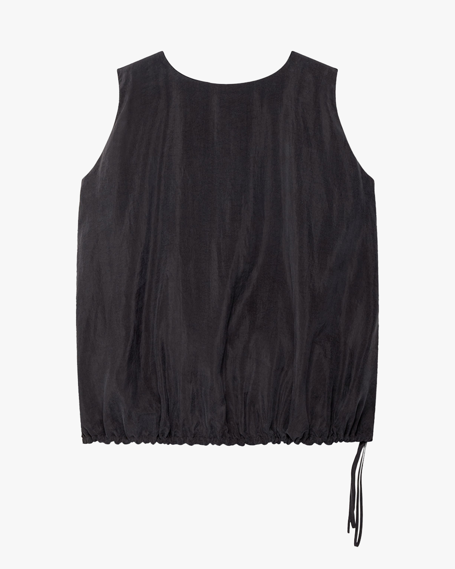 Another Tomorrow Drawstring Top in Black – Lyocell Women's Top