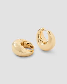 Dylan Micro Huggies earring - front view | gold huggie earrings