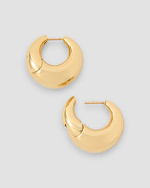 Dylan Micro Huggies earring - styled on model | gold huggie earrings