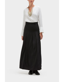 Daana Wool Pleated Maxi Skirt | Black