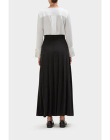 Daana Wool Pleated Maxi Skirt | Black