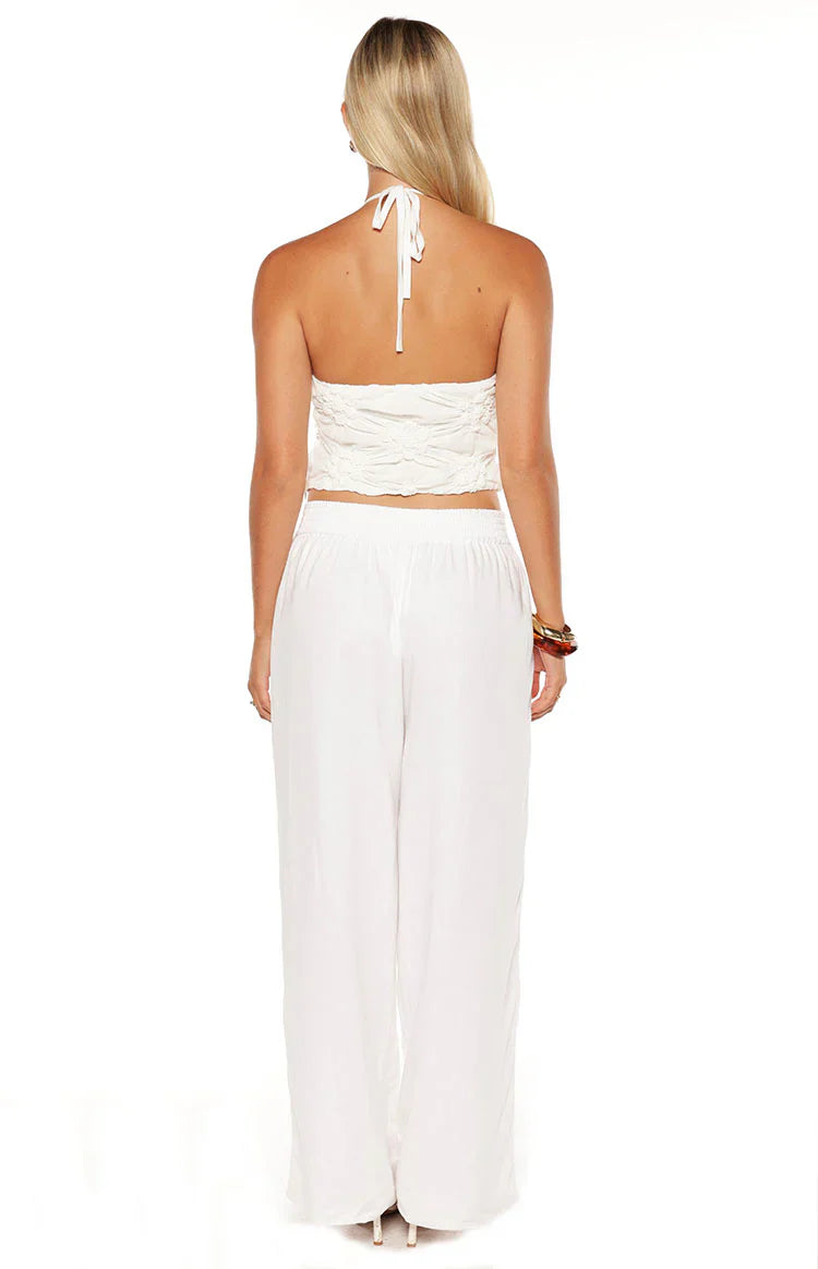 Daisie Textured Halter Top | White